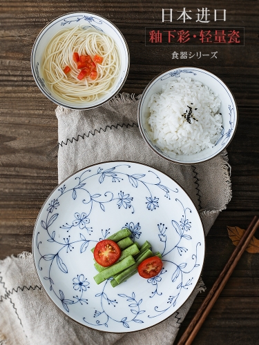 线唐草日式米饭碗